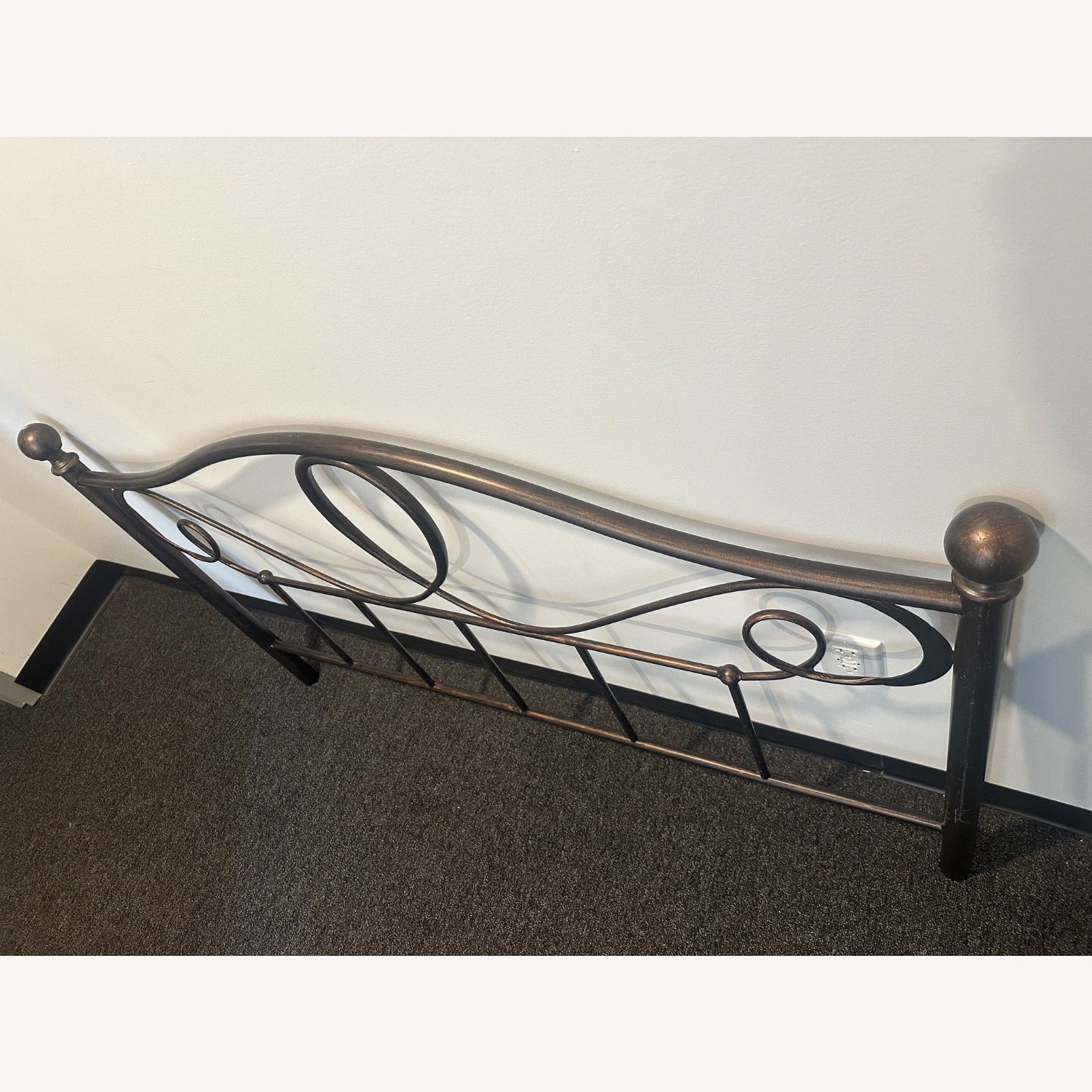 Dark Brown Metal Headboard + Bed Frame  - image-2