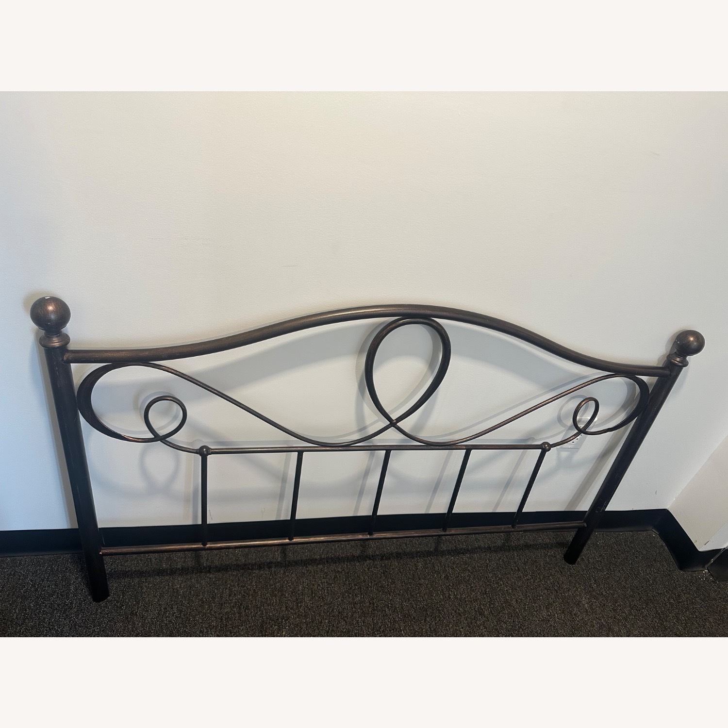 Dark Brown Metal Headboard + Bed Frame  - image-1