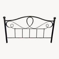 Dark Brown Metal Headboard + Bed Frame