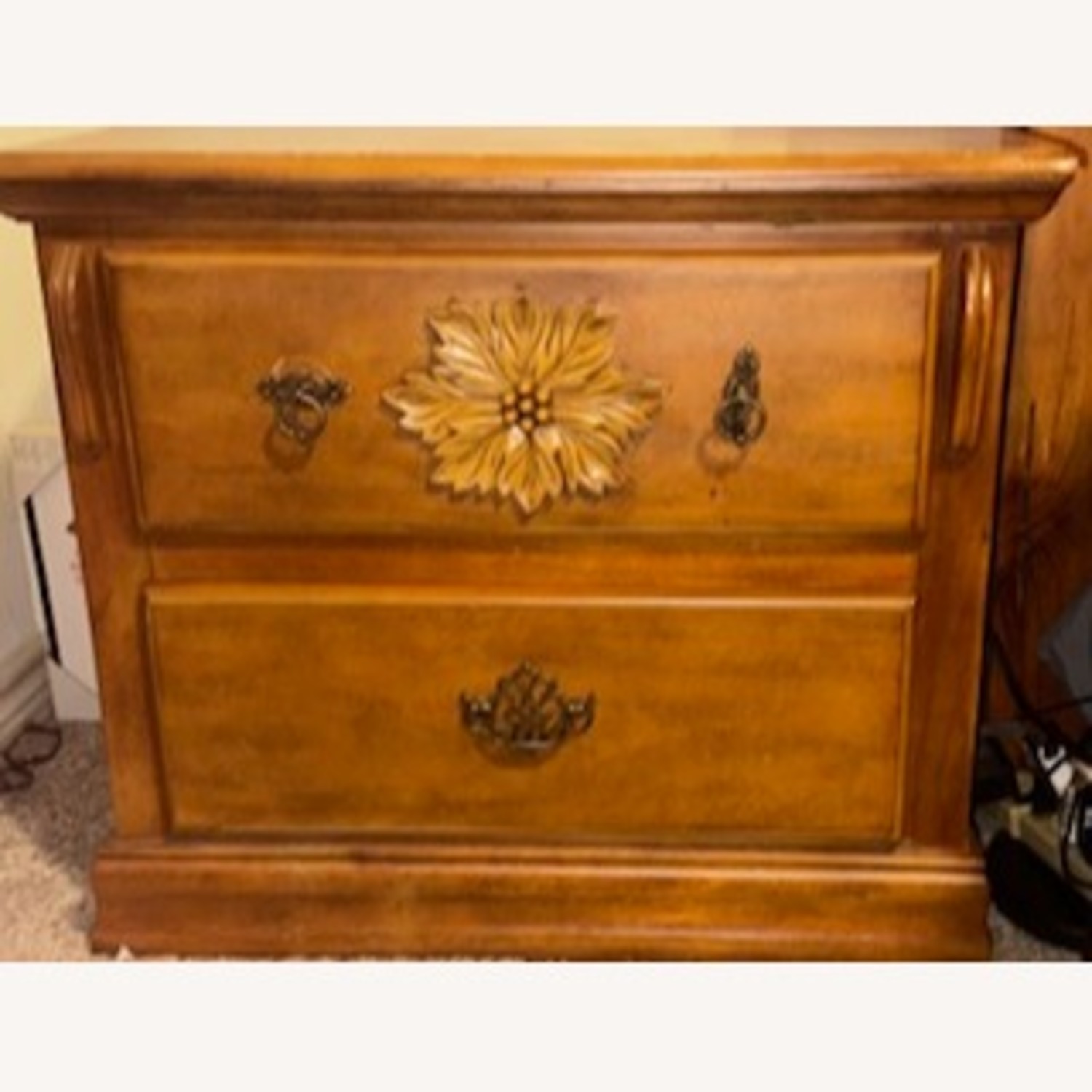 Light Brown Wood Nightstand - image-1