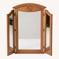 Light Brown Wood Folding Mirror