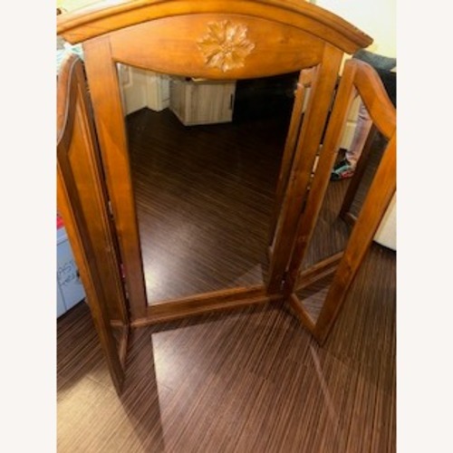 Used Light Brown Wood Folding Mirror for sale on AptDeco