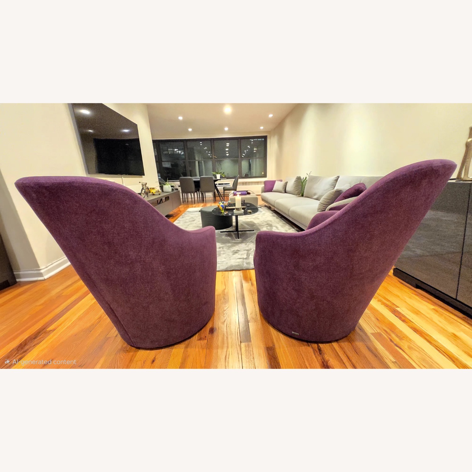 Lazzoni Purple Fabric Armchair - image-3