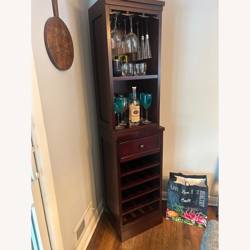 Used Crate & Barrel Dark Brown Wood Bar Cart for sale on AptDeco
