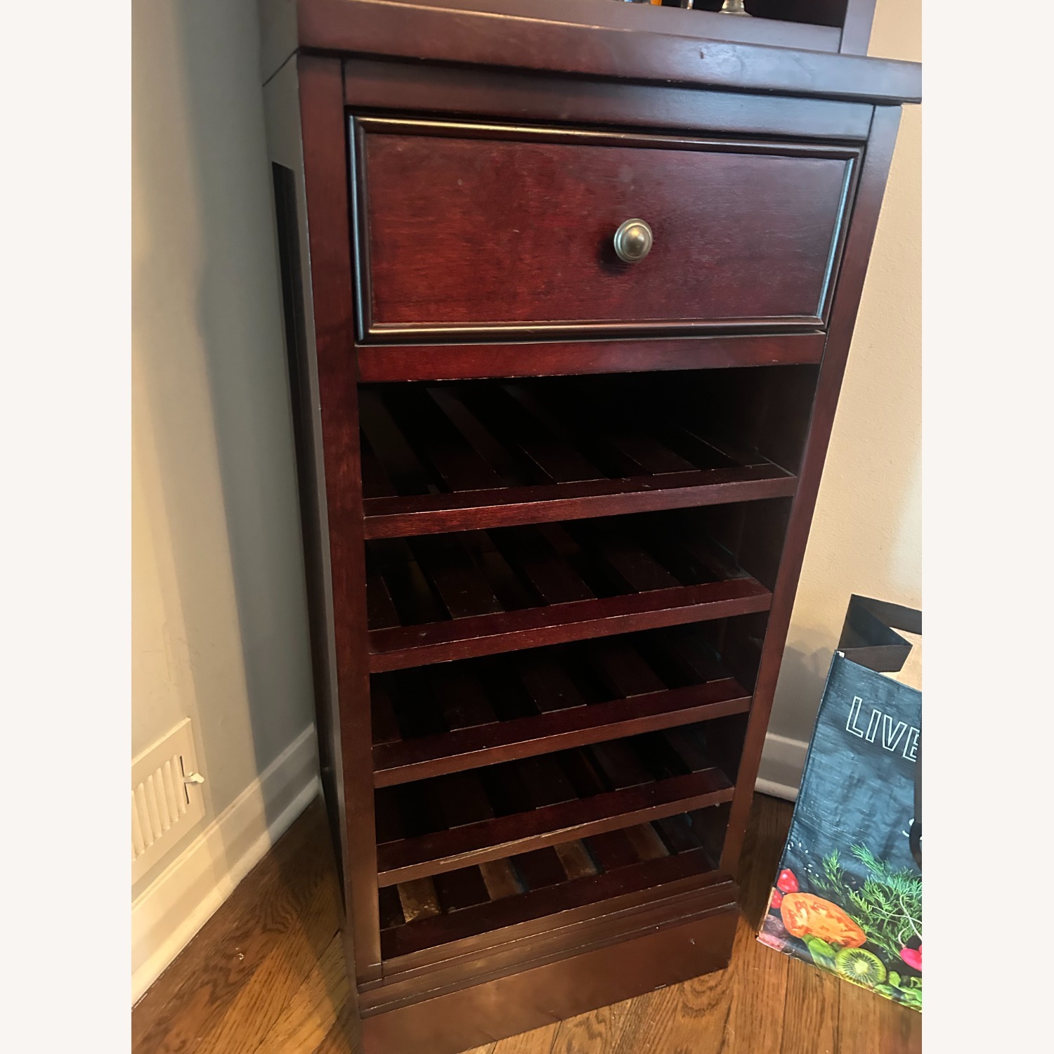 Crate & Barrel Dark Brown Wood Bar Cart - image-2