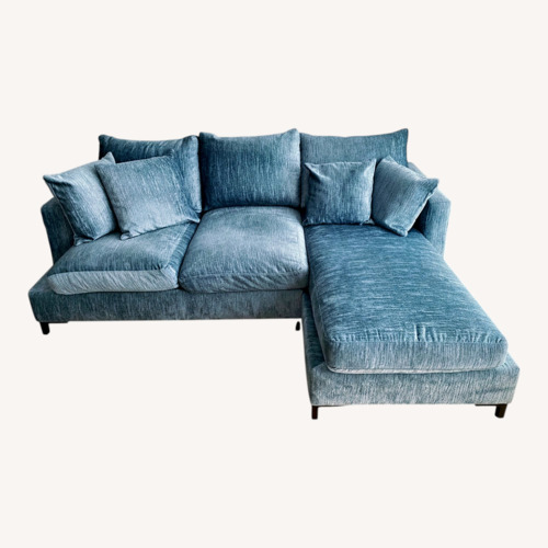 Used Icy Blue Chenille Sectional with Chaise for sale on AptDeco