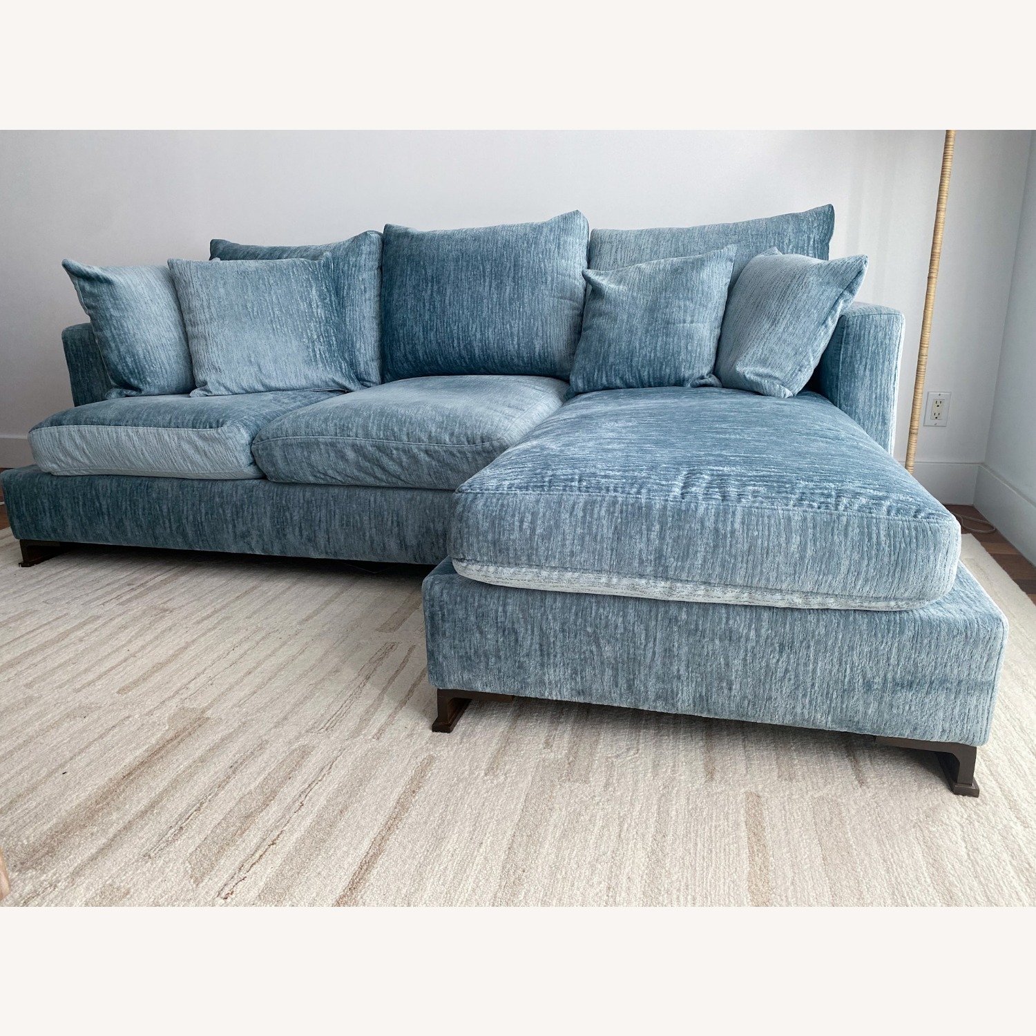 Icy Blue Chenille Sectional with Chaise - image-4