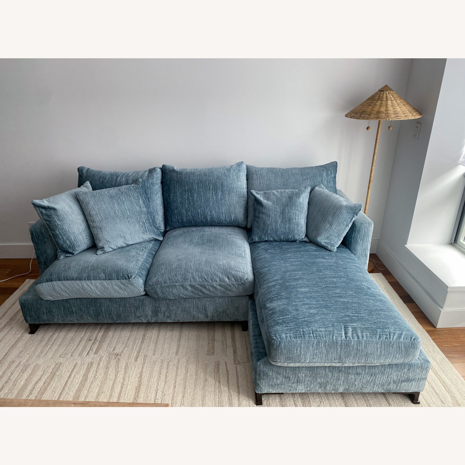 Icy Blue Chenille Sectional with Chaise - image-1