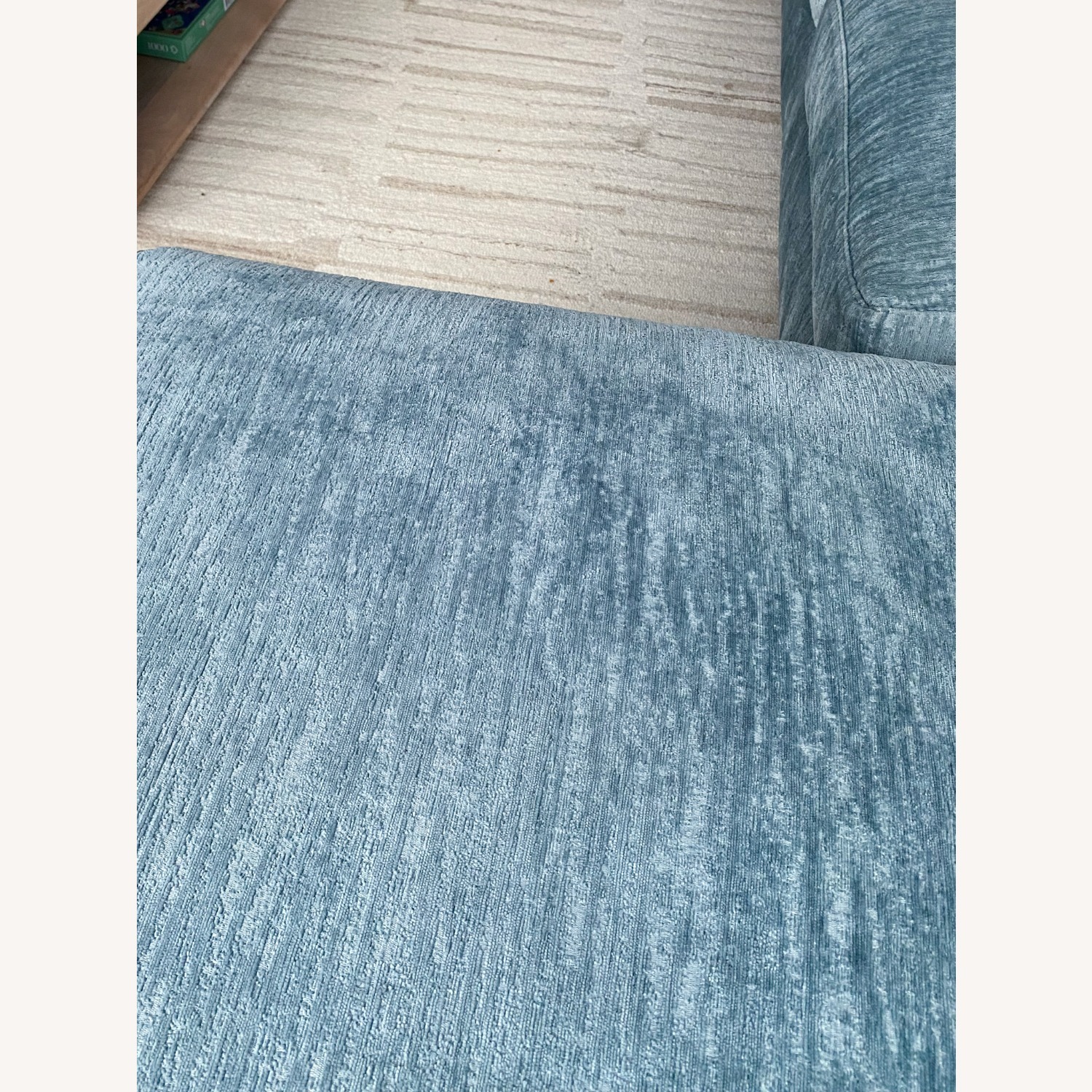 Icy Blue Chenille Sectional with Chaise - image-7