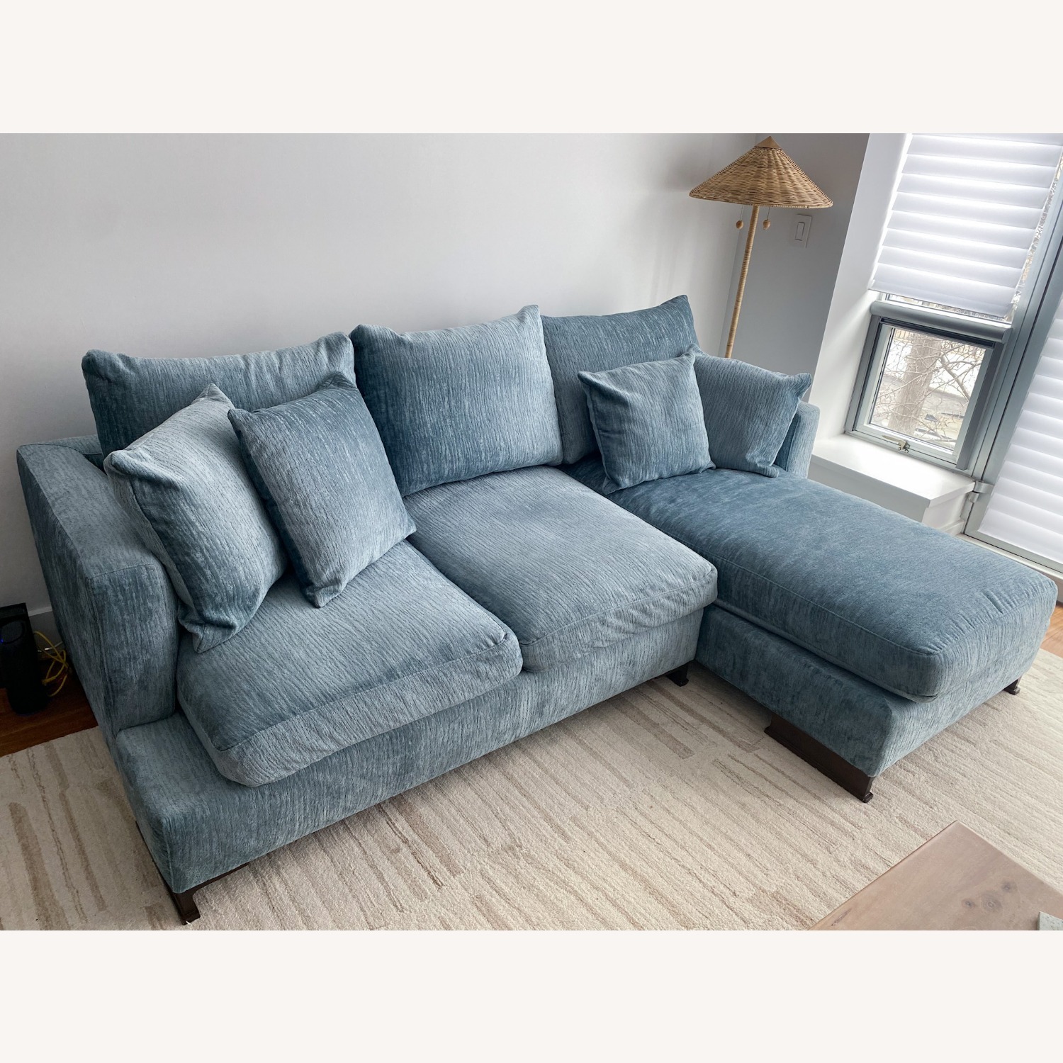 Icy Blue Chenille Sectional with Chaise - image-5