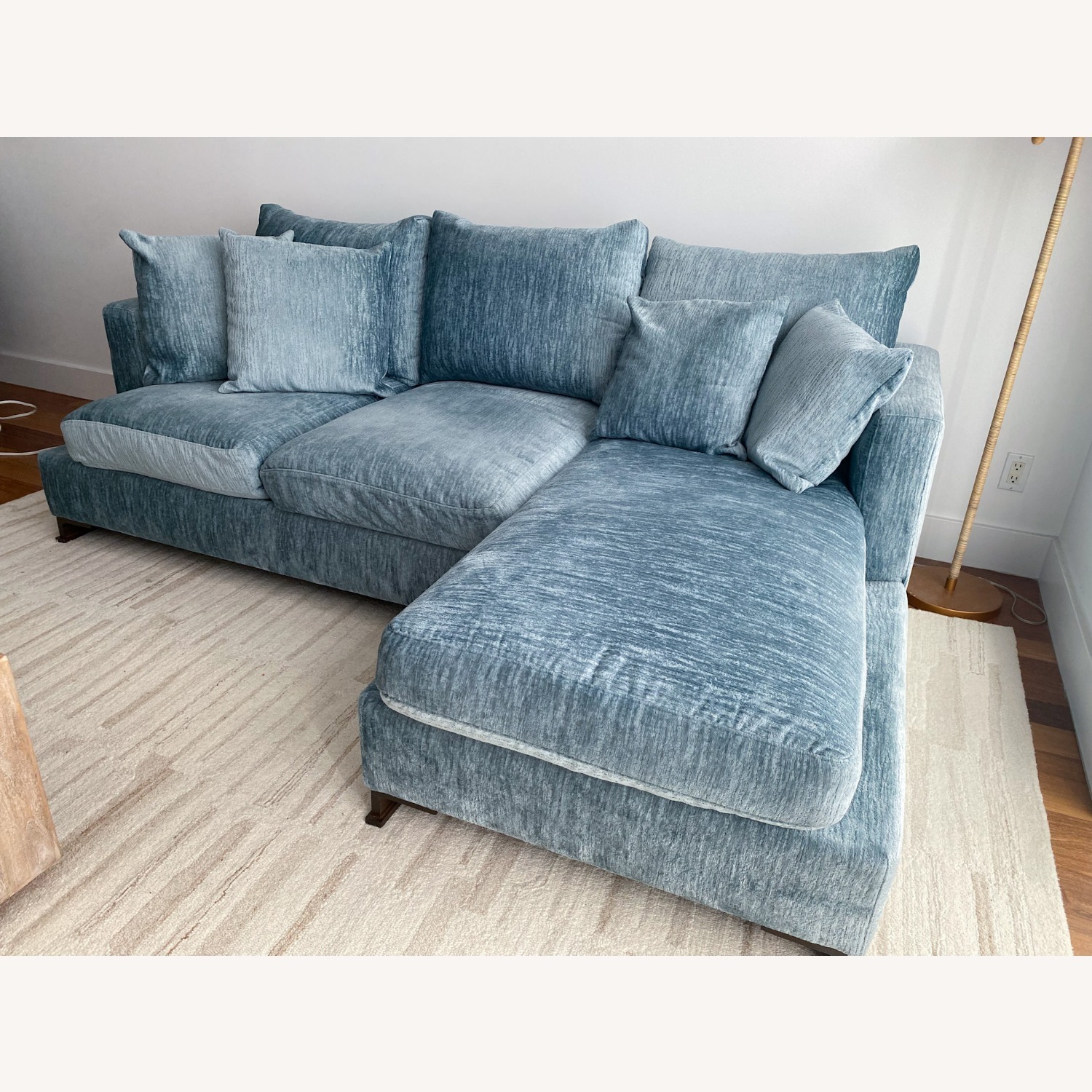 Icy Blue Chenille Sectional with Chaise - image-6