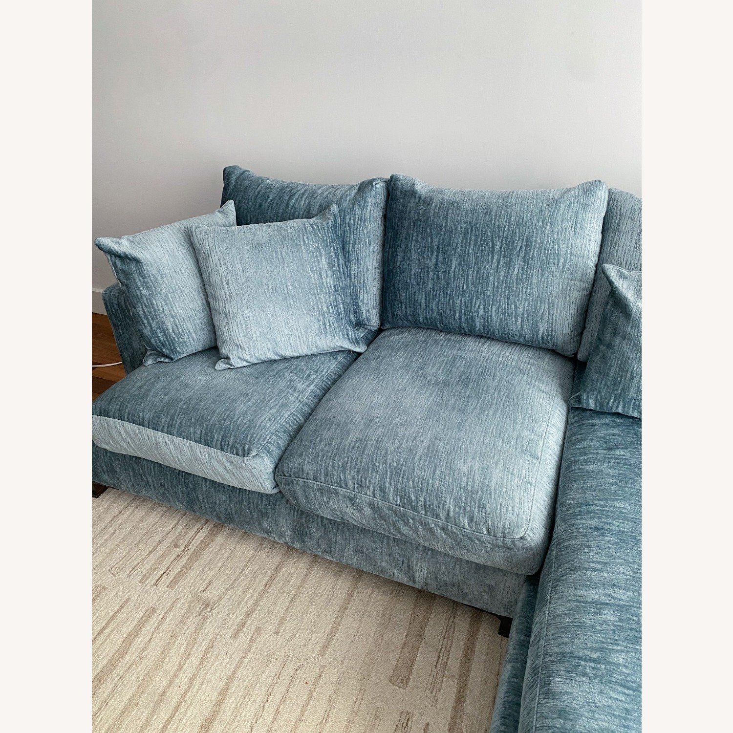 Icy Blue Chenille Sectional with Chaise - image-2