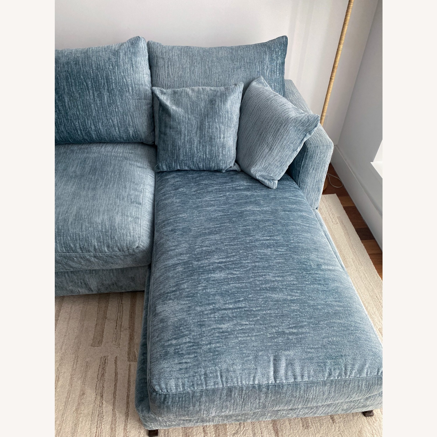 Icy Blue Chenille Sectional with Chaise - image-3