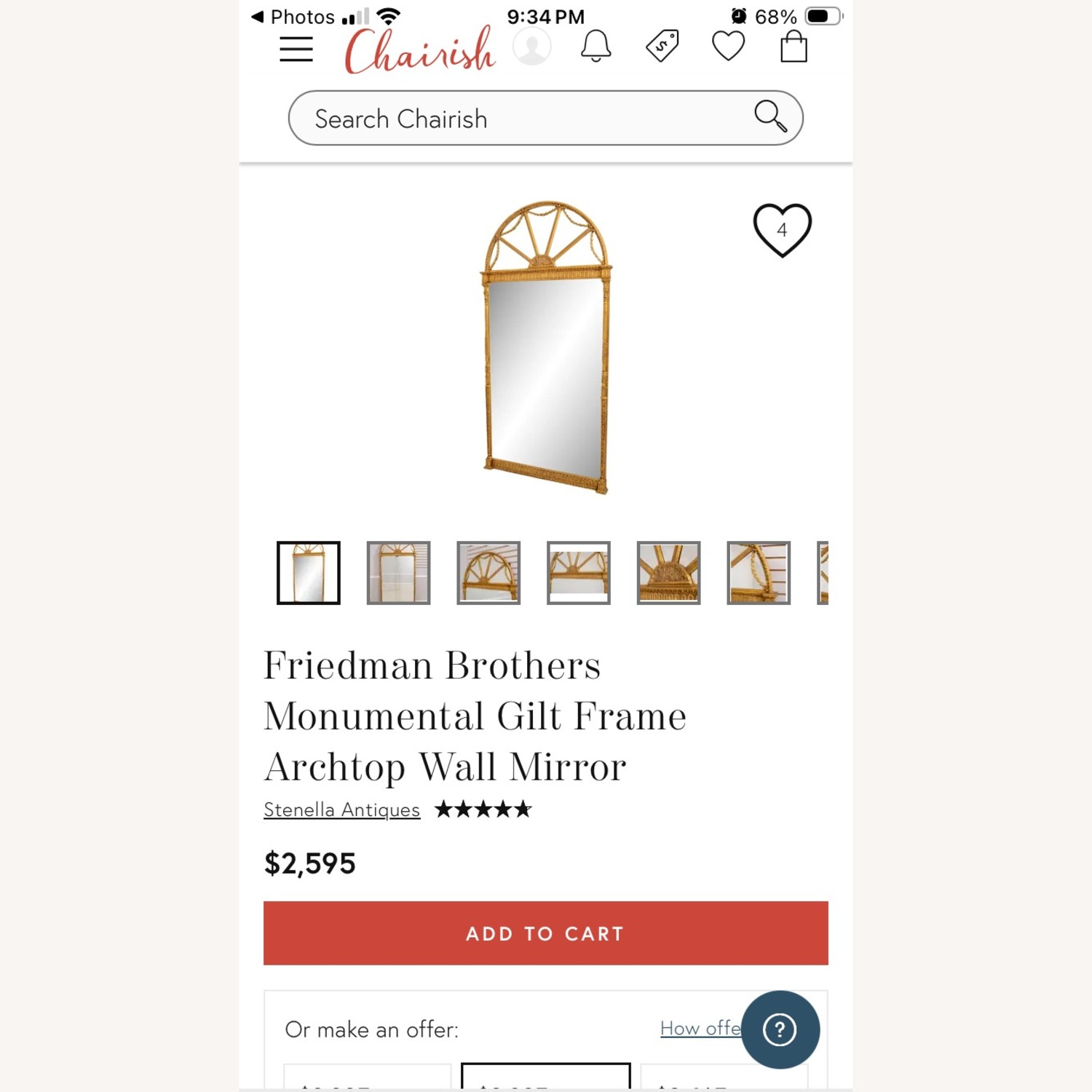 Friedman Mirrors Gold Floor Mirror - image-5