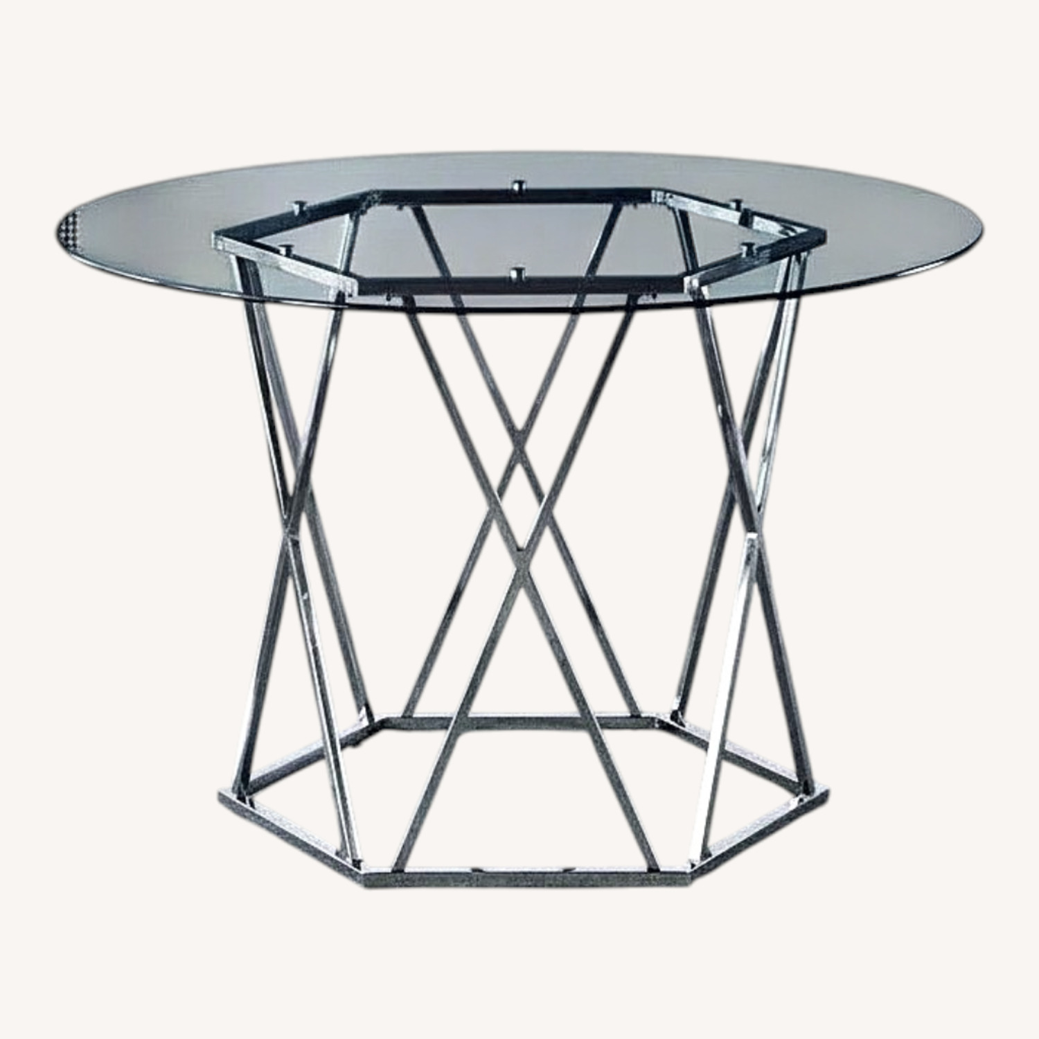 47” Chrome Glass Round Dining Table - image-6