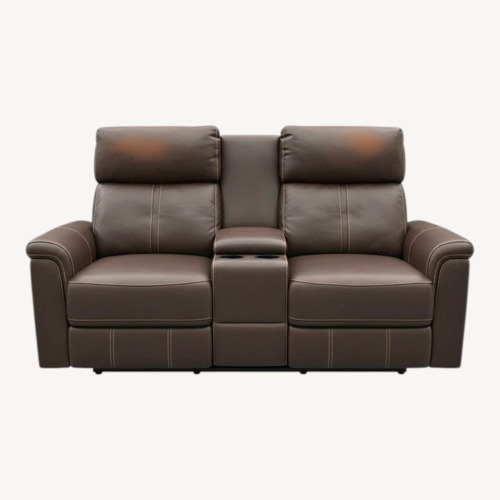 Used Functional Electric Dark Brown Leather Loveseat for sale on AptDeco