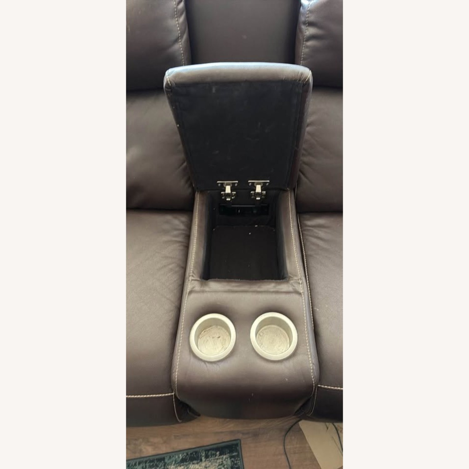 Functional Electric Dark Brown Leather Loveseat - image-6