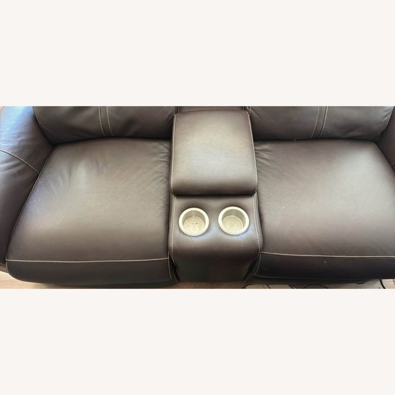 Functional Electric Dark Brown Leather Loveseat - image-2