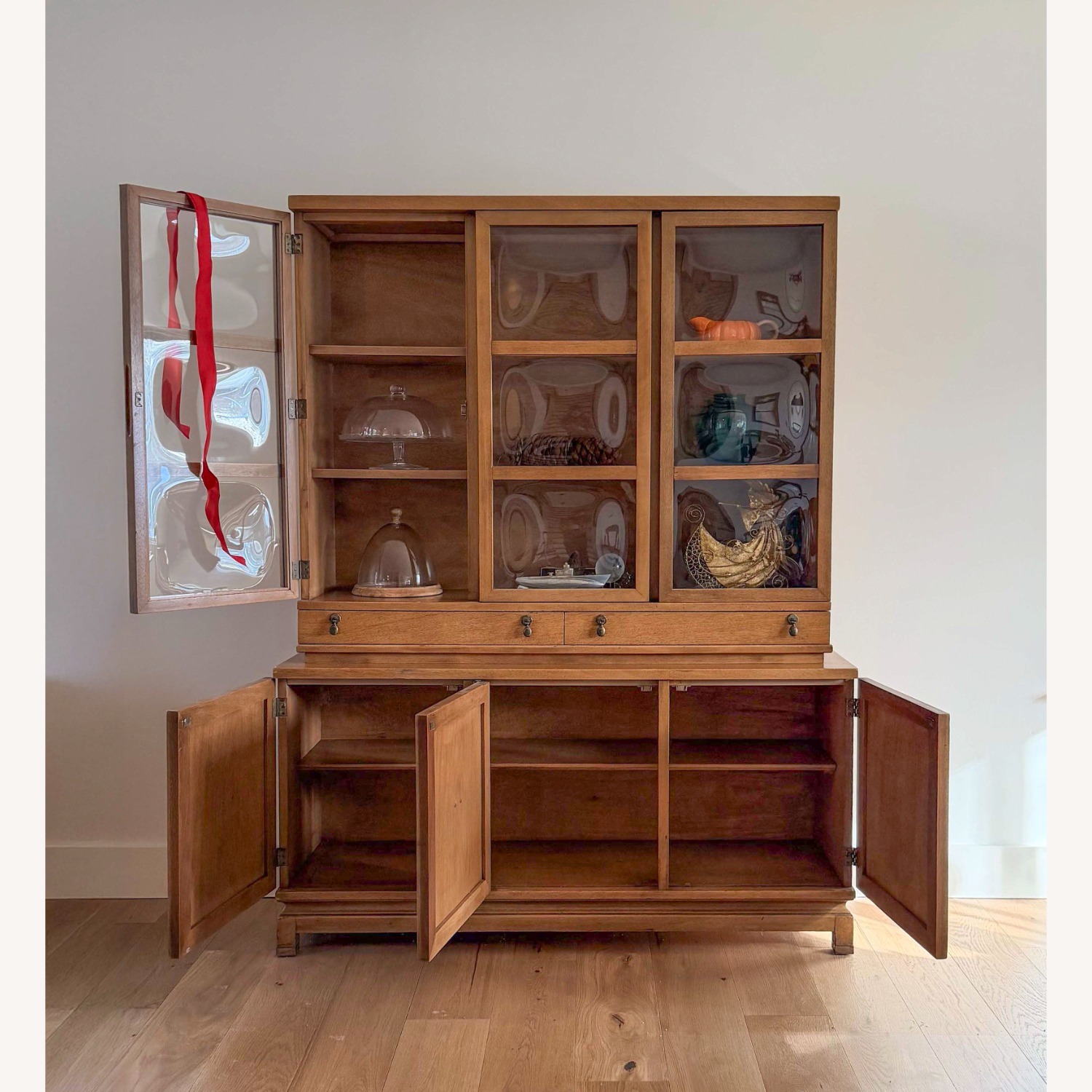 Vintage/Antique Light Brown Wood Bookcase - image-2