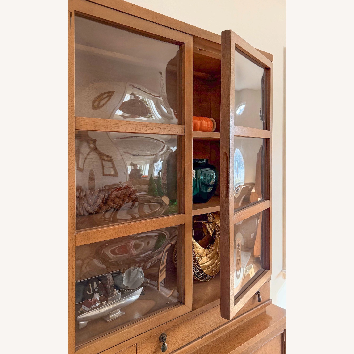 Vintage/Antique Light Brown Wood Bookcase - image-6