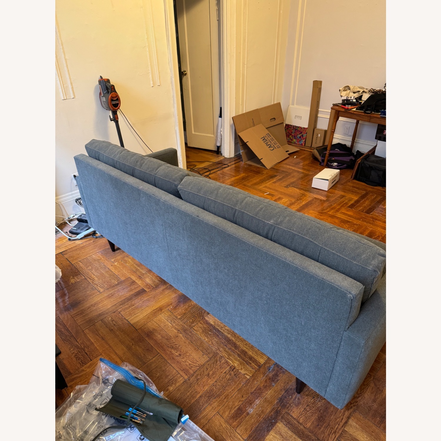 Crate & Barrel Light Gray Fabric 3+ Seater Sofa - image-4