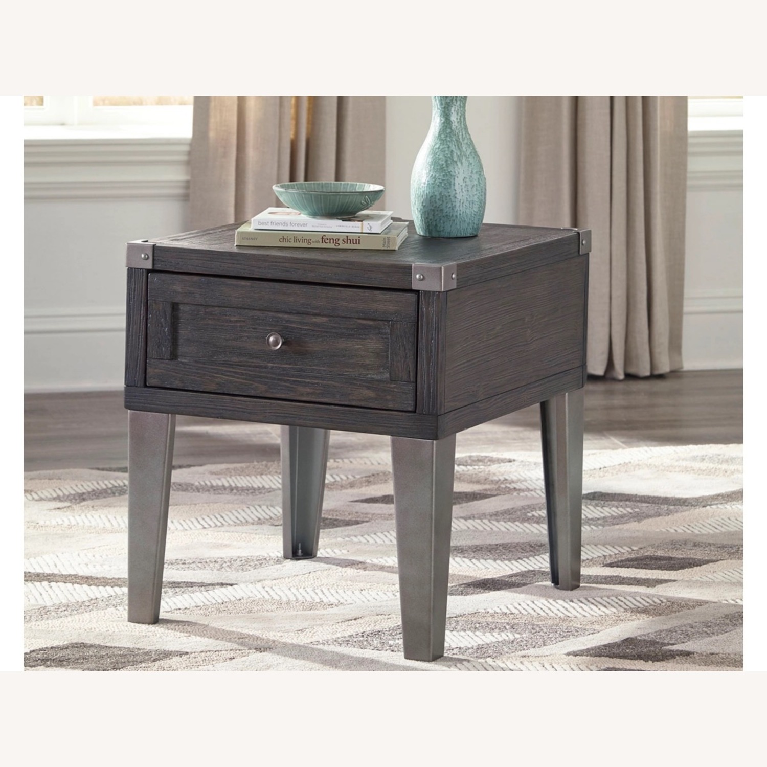 Ashley Furniture Todoe Dark Gray Wood Veneer Side Table - image-1