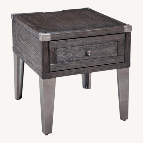Used Ashley Furniture Todoe Dark Gray Wood Veneer Side Table for sale on AptDeco