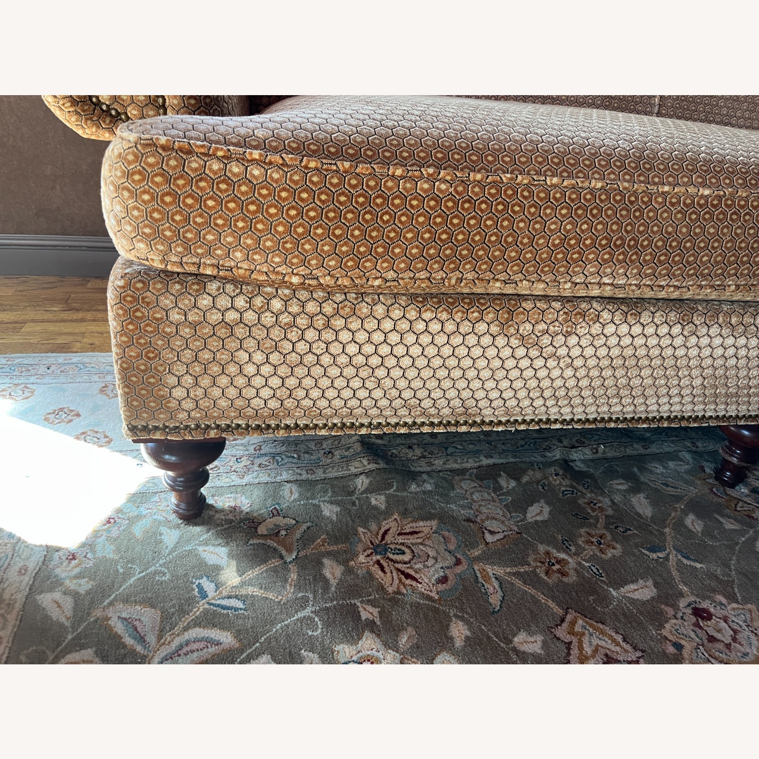 Taylor Made Custom Furniture Gold Fabric Loveseat - image-4