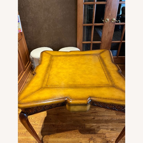 Used Elegant Leather-Top Game / Card / Tutoring Table for sale on AptDeco
