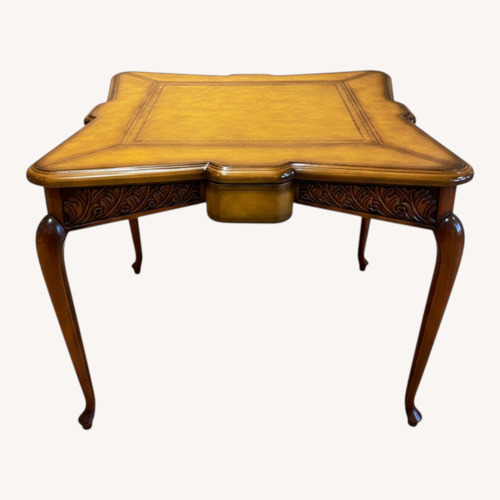 Used Elegant Leather-Top Game / Card / Tutoring Table for sale on AptDeco