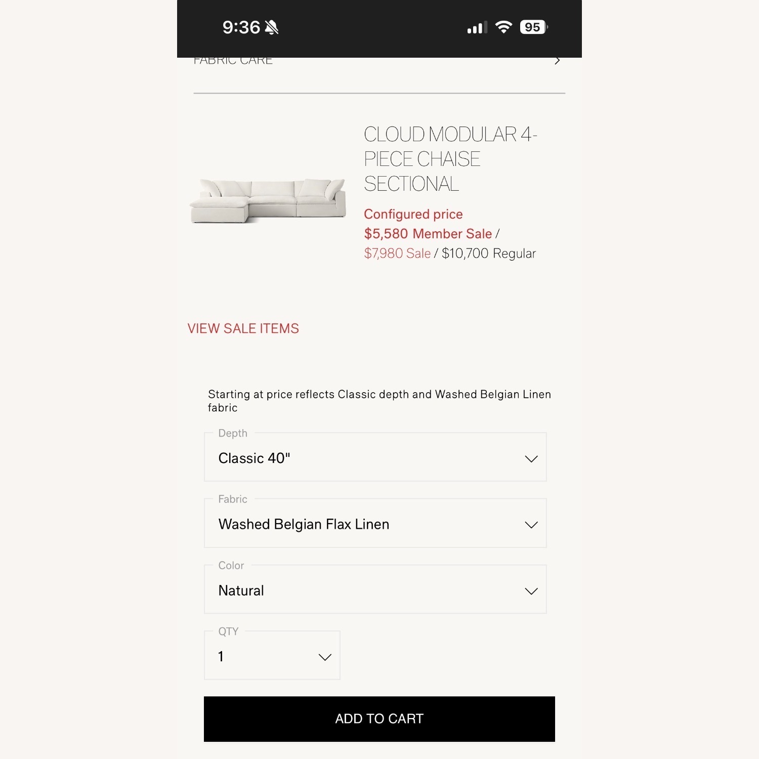 Restoration Hardware Cloud Natural 3+ Piece Sectional - image-3