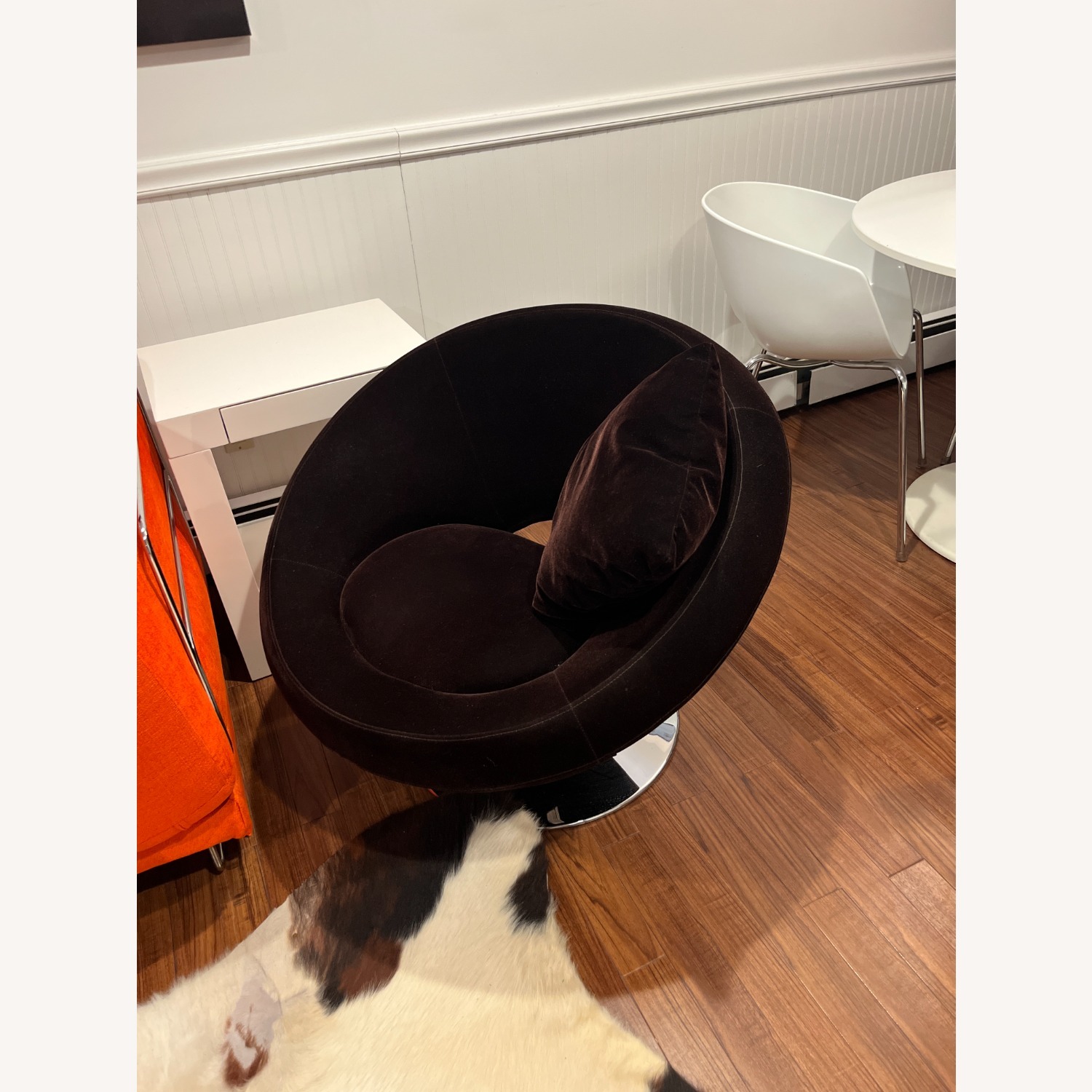 Dark Brown Fabric Accent Chair - image-2