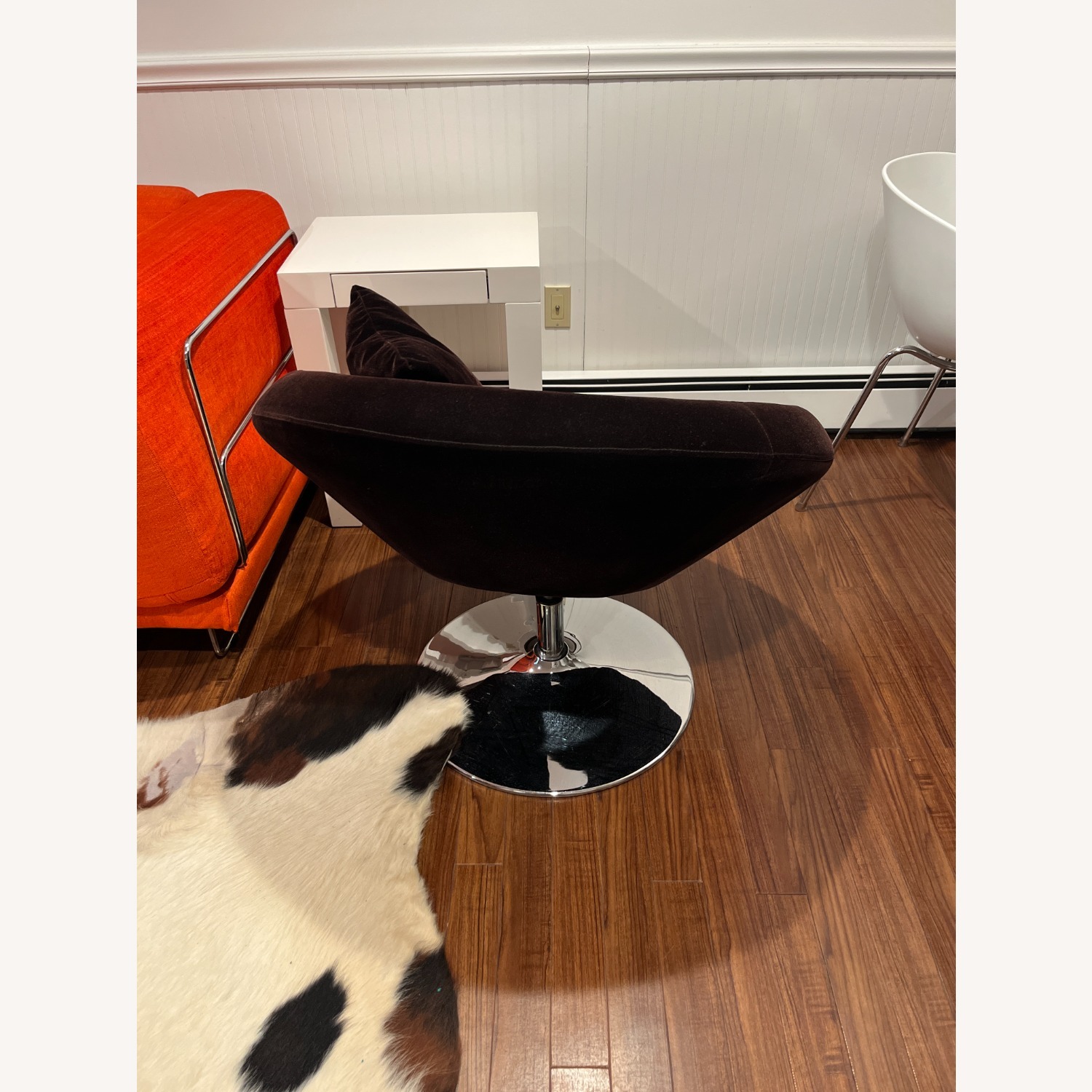 Dark Brown Fabric Accent Chair - image-3