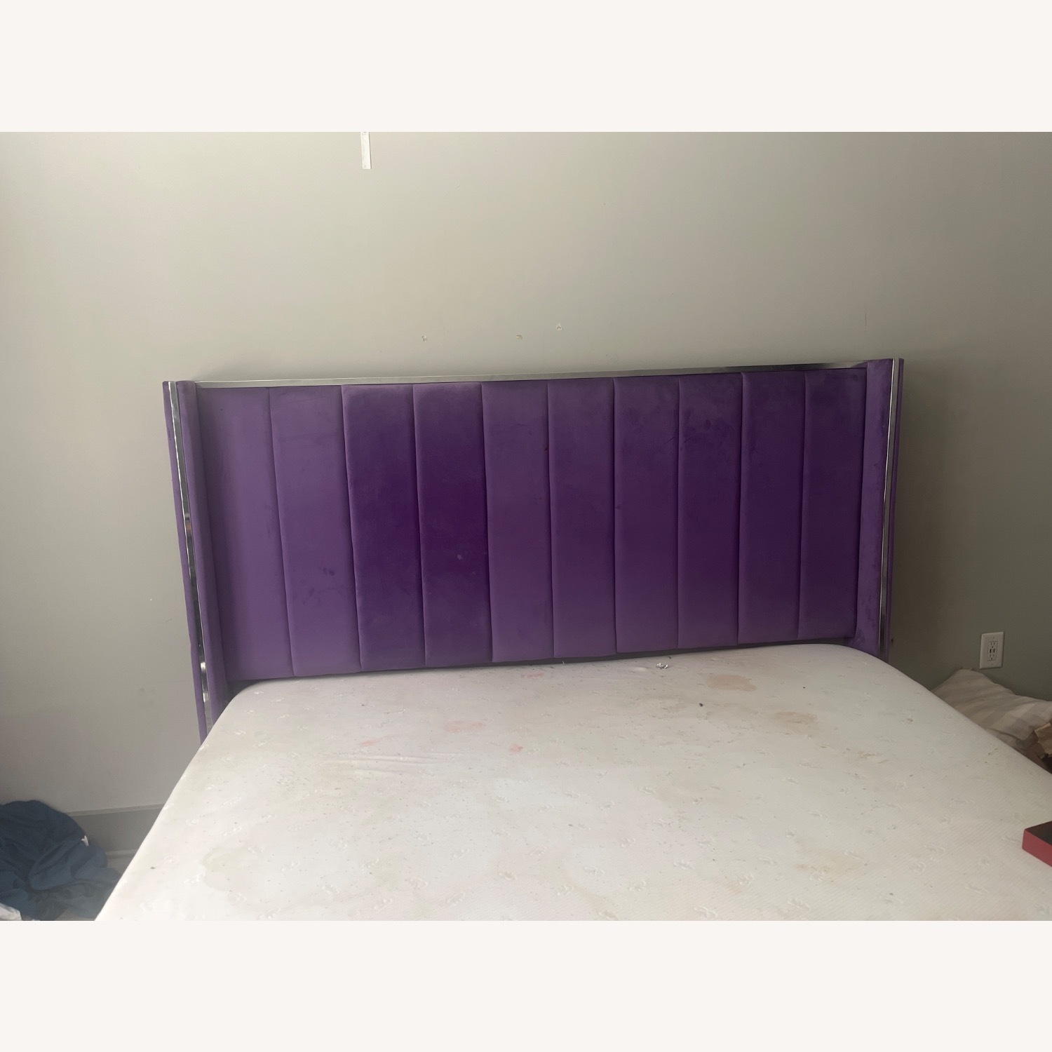 Purple Fabric Headboard and Bedframe - image-3
