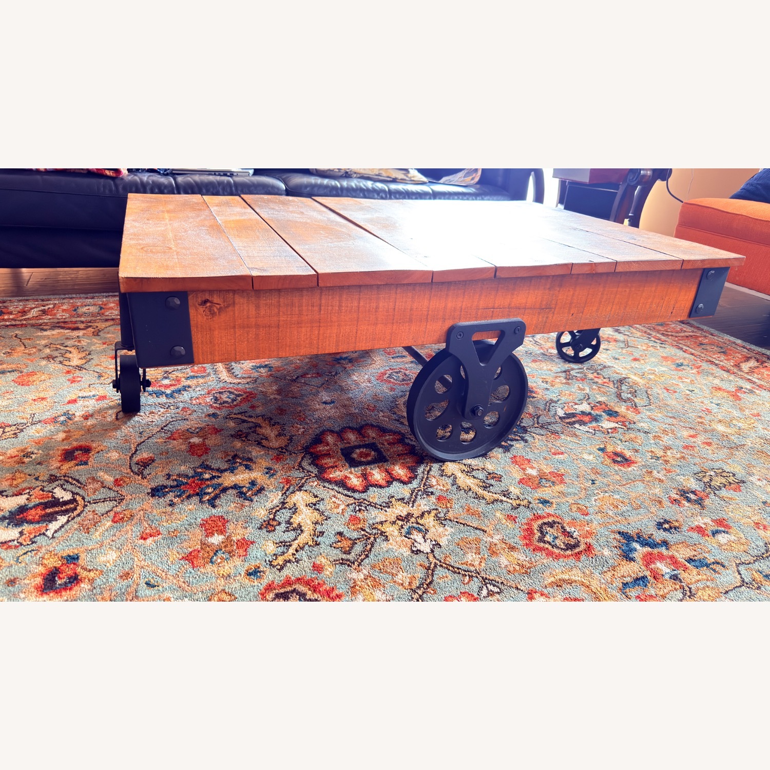 Rustic Vintage Industrial Wooden Coffee Table - image-4