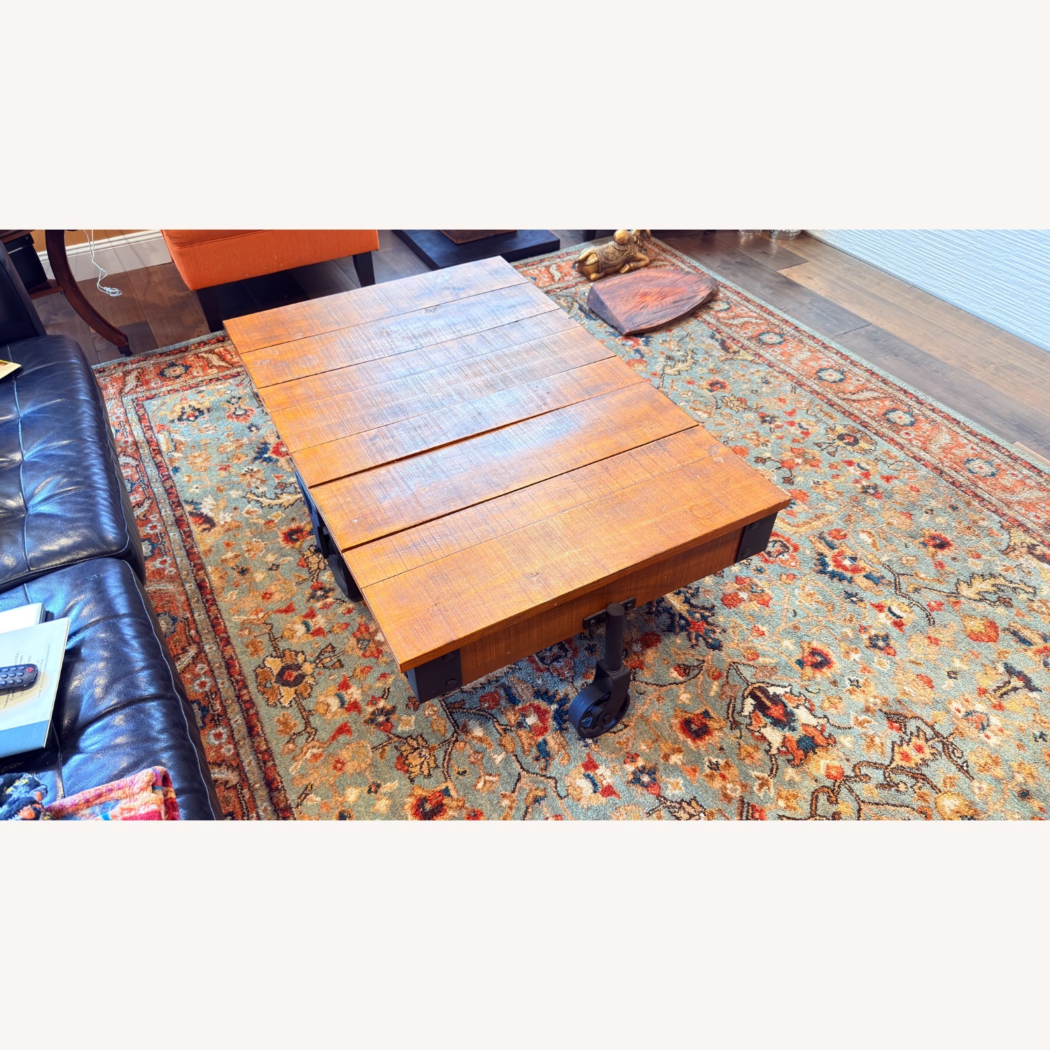 Rustic Vintage Industrial Wooden Coffee Table - image-1