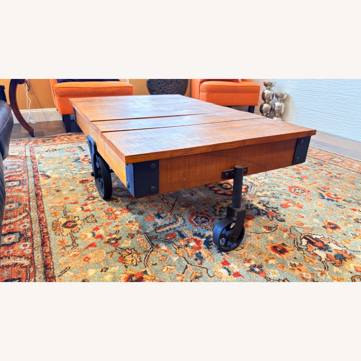 Rustic Vintage Industrial Wooden Coffee Table - image-3