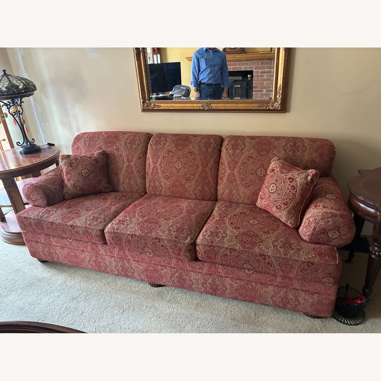 Ethan Allen Red 3+ Seater Sofa - image-1