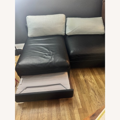 Used IKEA Valentua Black Faux Leather Set for sale on AptDeco