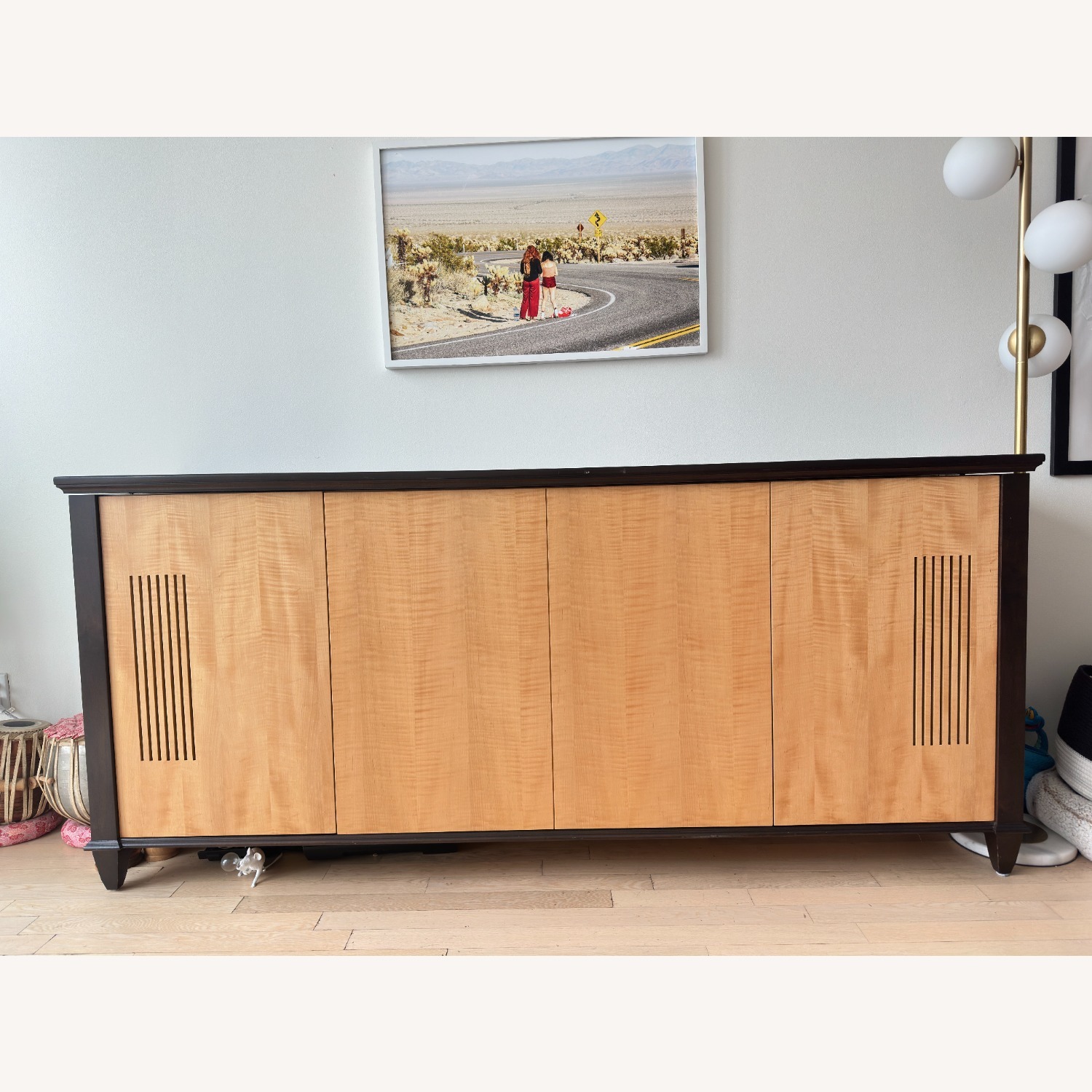 Vintage/Antique Dark Brown Wood Media Storage - image-2