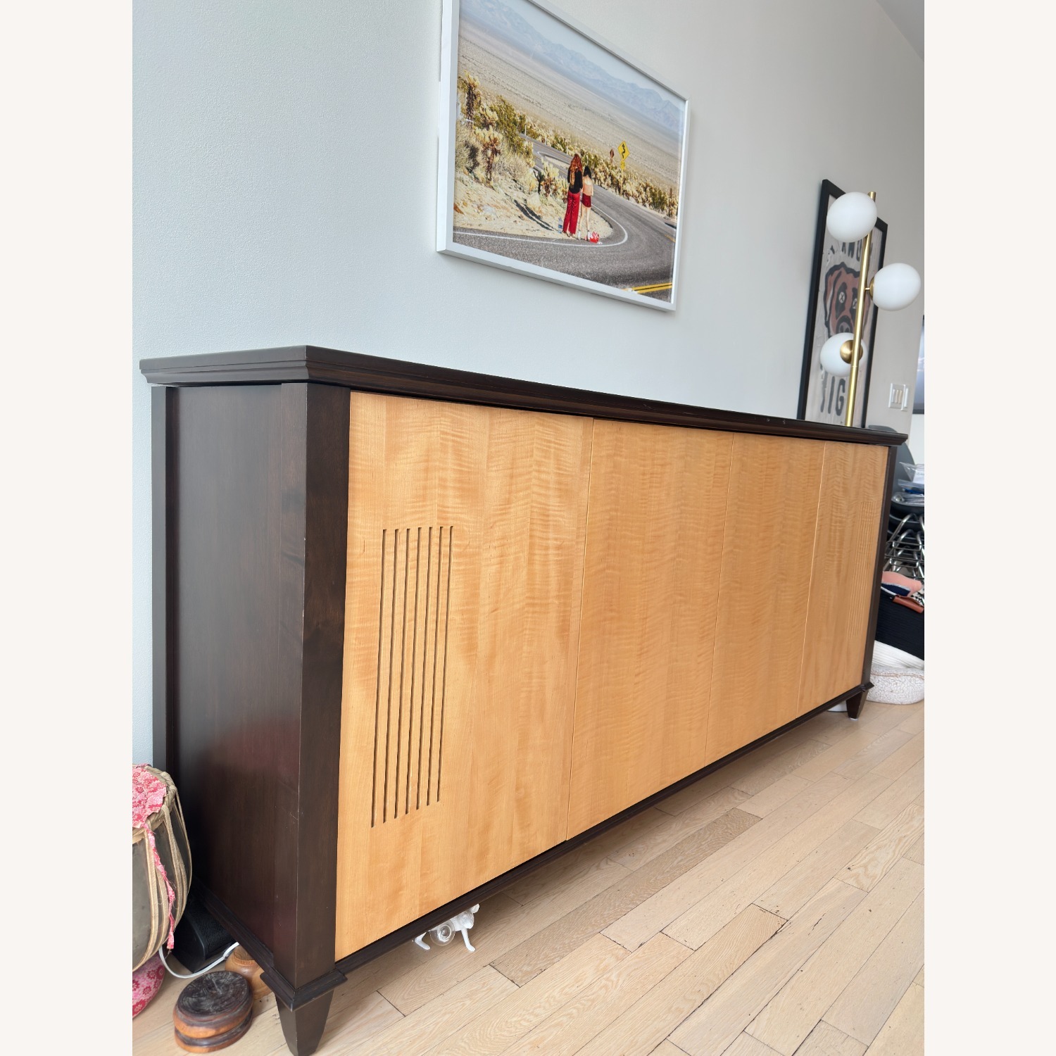 Vintage/Antique Dark Brown Wood Media Storage - image-3