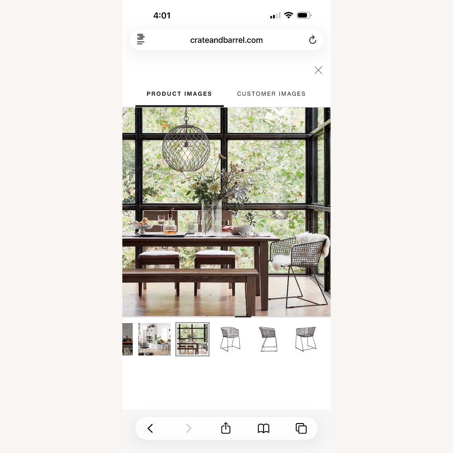 Crate & Barrel Tig Metal Barrel Dining Chairs - image-1