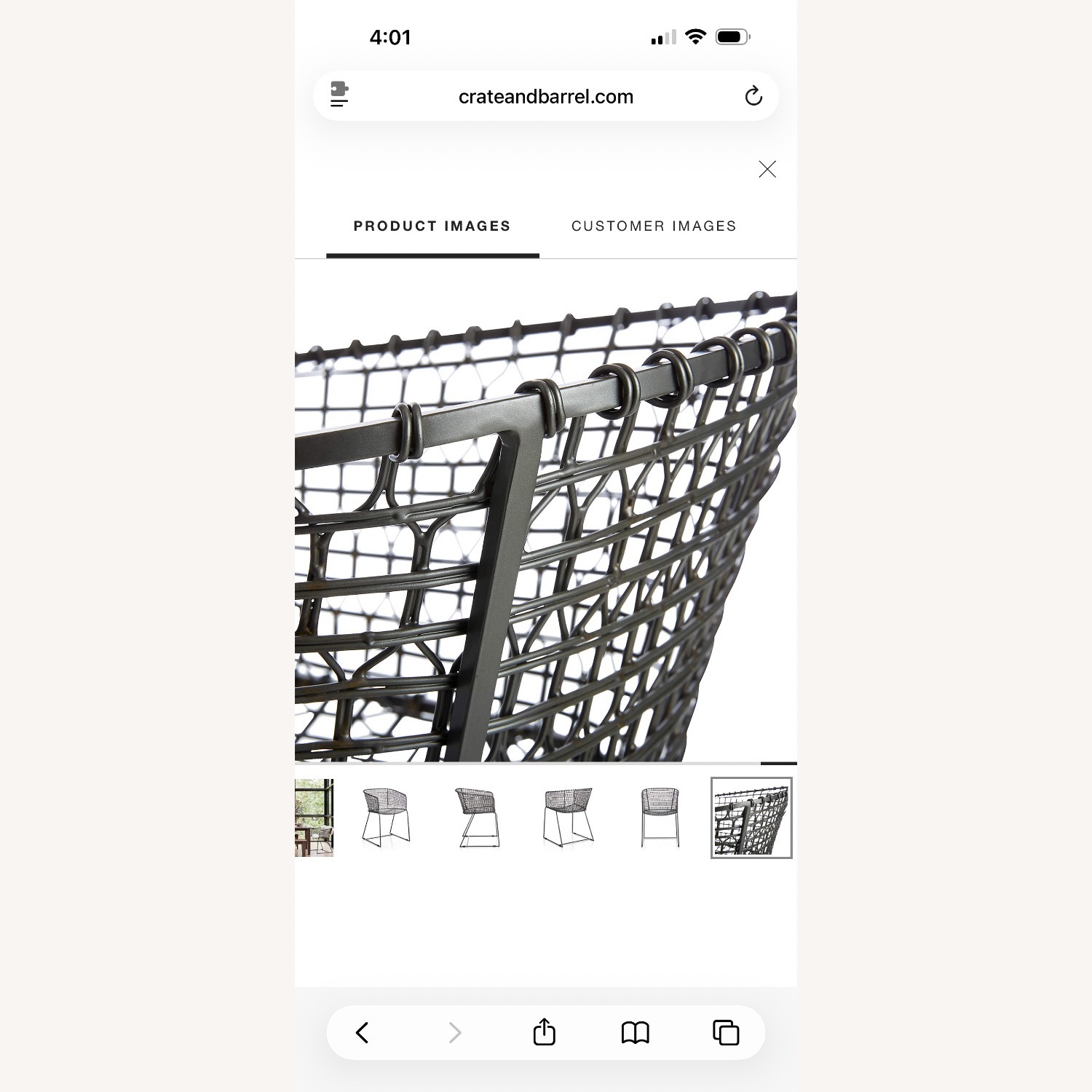 Crate & Barrel Tig Metal Barrel Dining Chairs - image-2