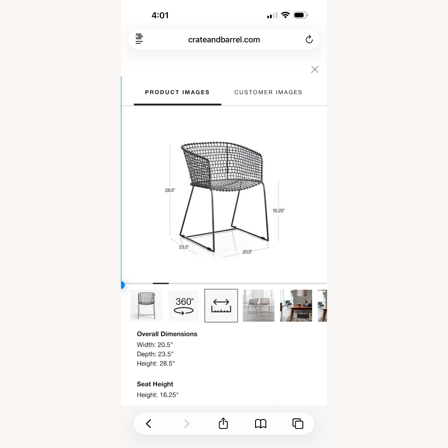 Crate & Barrel Tig Metal Barrel Dining Chairs - image-4