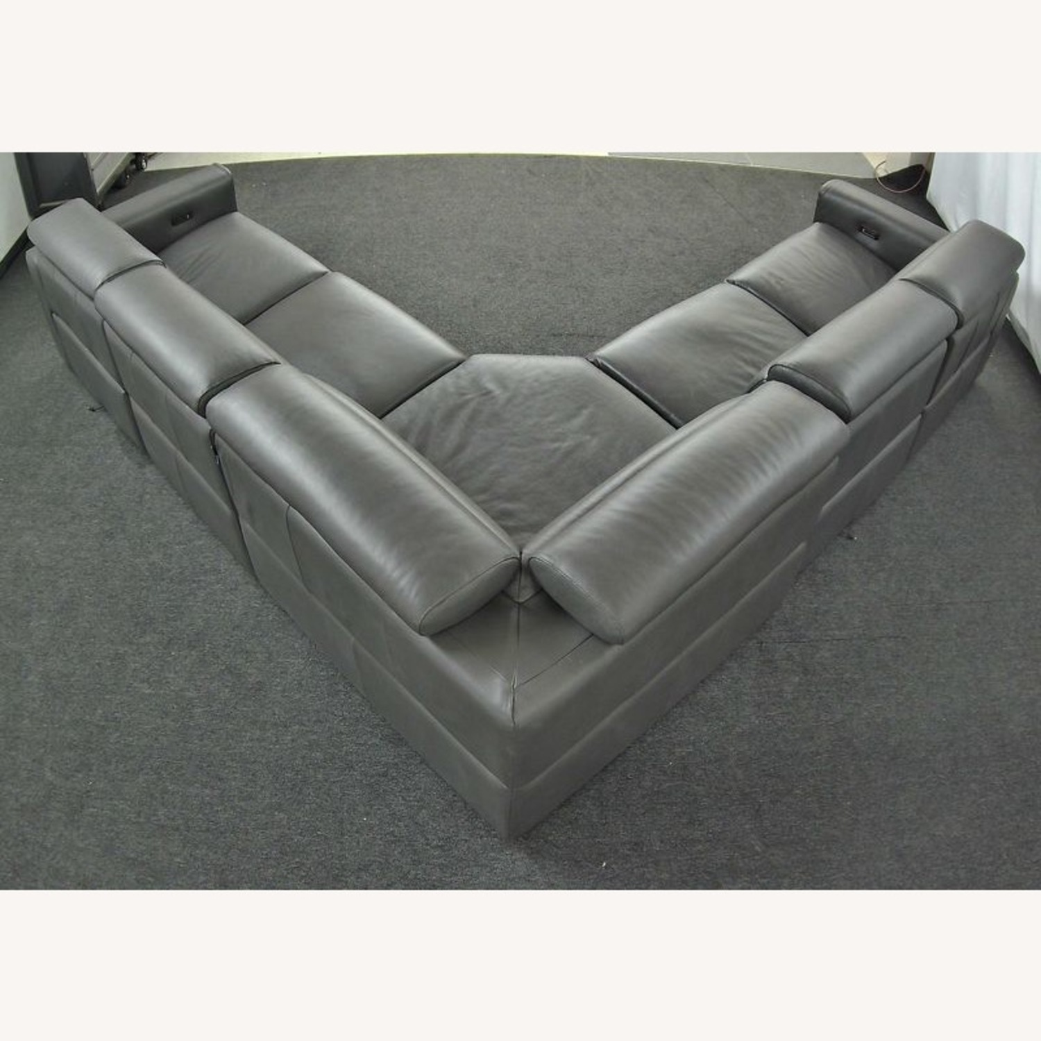 Chateau D'ax Dark Gray Leather 3+ Piece Sectional - image-3