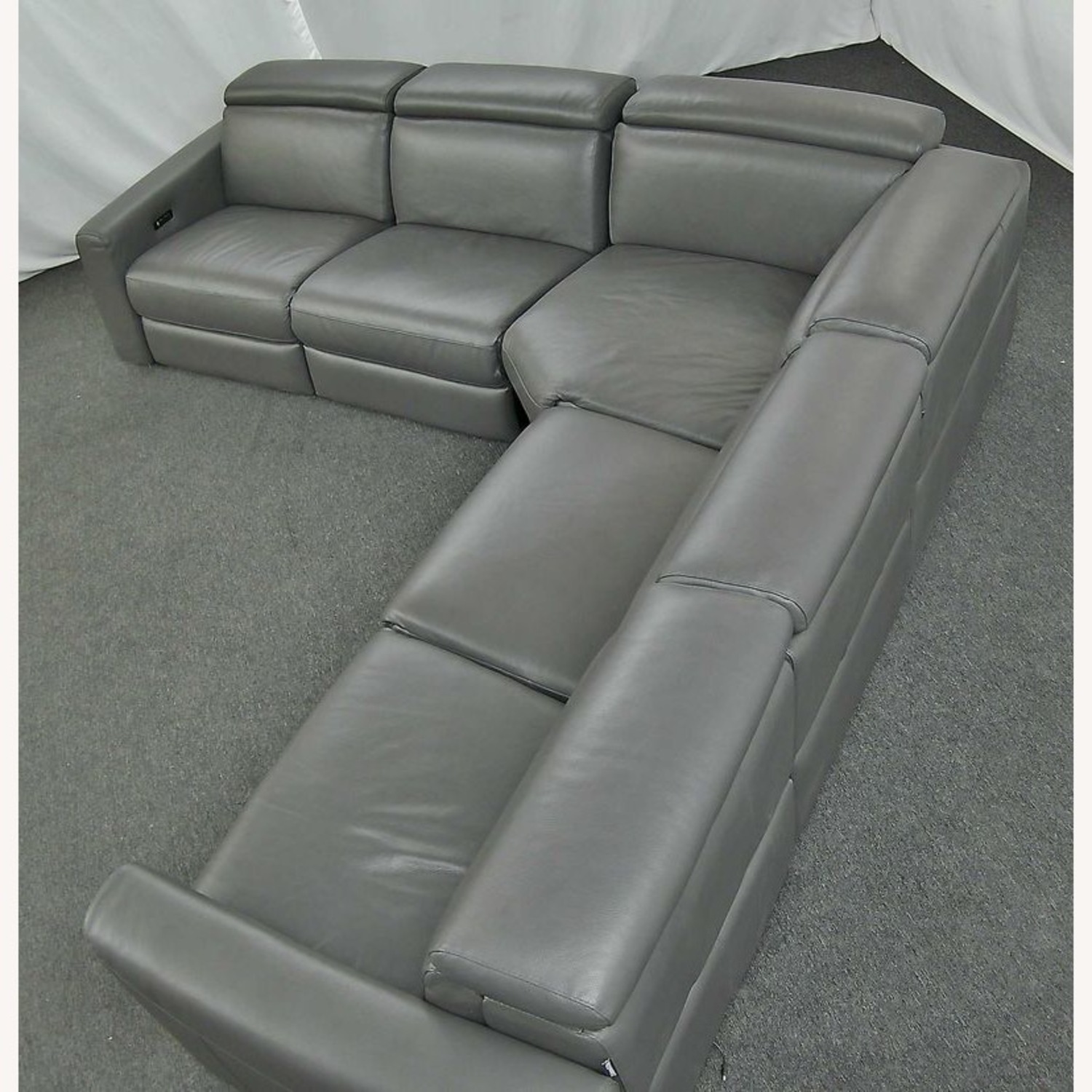 Chateau D'ax Dark Gray Leather 3+ Piece Sectional - image-1