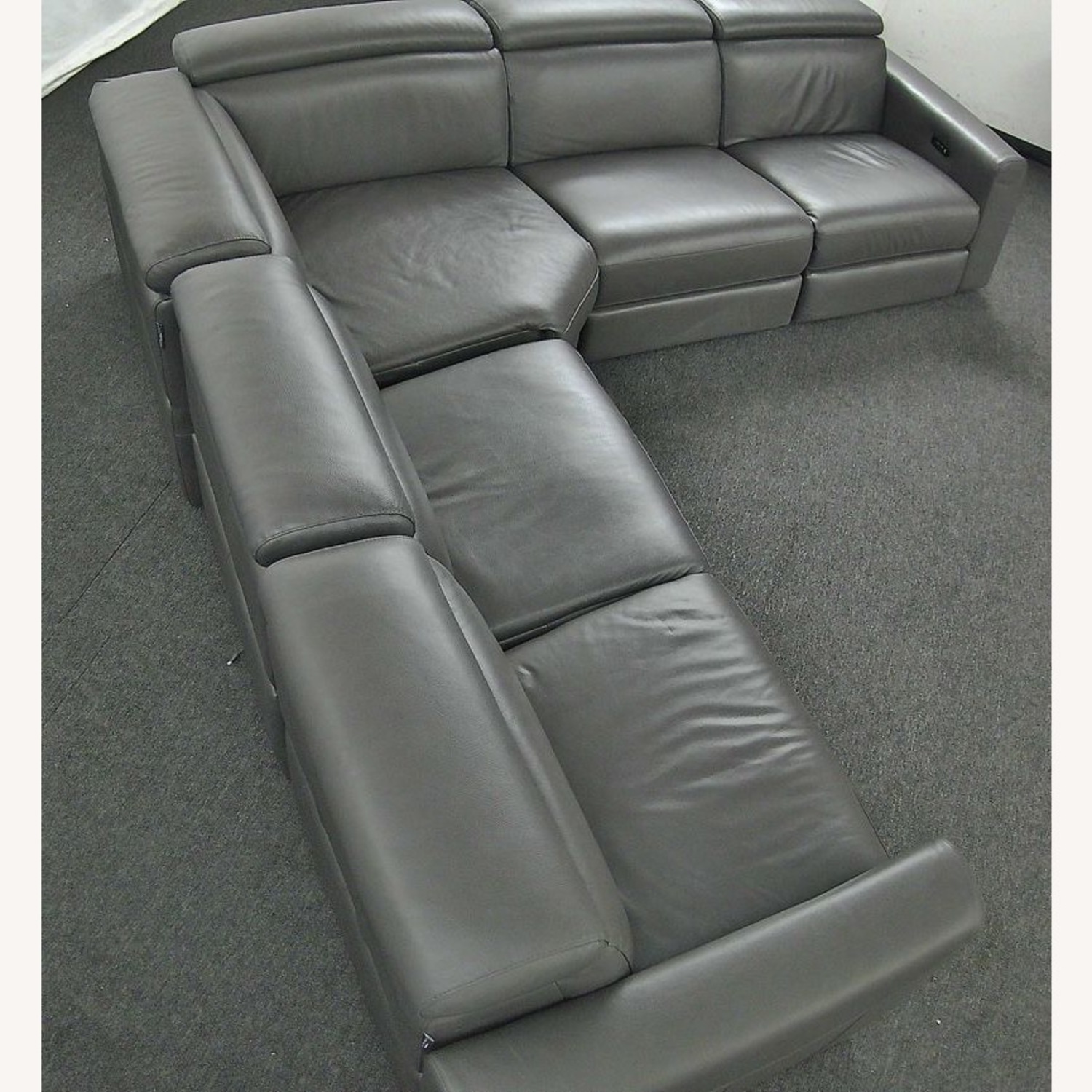 Chateau D'ax Dark Gray Leather 3+ Piece Sectional - image-2