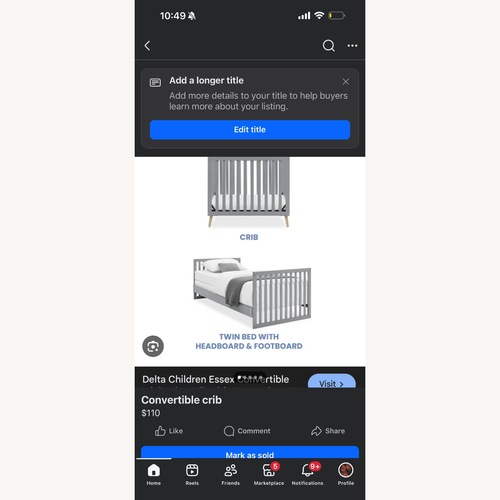 Used Essex Light Gray Crib for sale on AptDeco