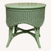 Antique Maine Cottage Green Wicker Side Table