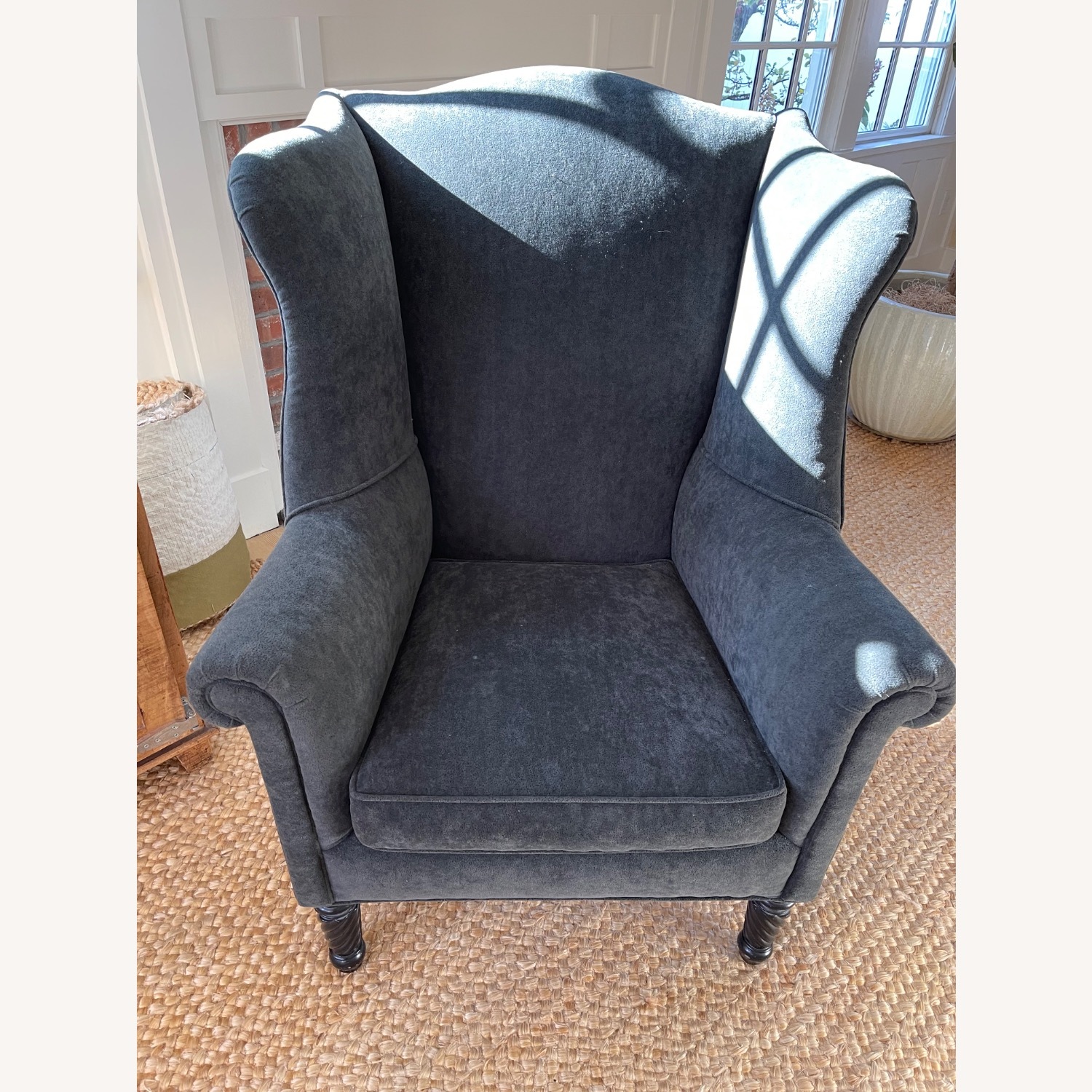 Antique Wingback Chair with Hand Turned Legs  - image-4